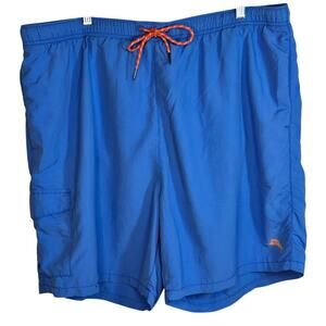 Tommy Bahama Relaxed Fit Lined Nylon Swim Trunks Blue Green Mens Plus Size 2XLT
